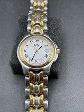 Movado ESQ Mens Swiss Made Watch Two Tone Deployment Clasp Bracelet Needs Repair