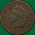 1887 Indian Head Cent Very Good VG Coin #39557