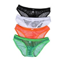 Calzoncillos de bikini huecos de malla sexy para hombre ropa interior tiro bajo tanga calzoncillos M ~ 2XL