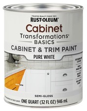 Rust-Oleum Cabinet  Trim Paint, Pure White, Semi-Gloss, Quart - 372007