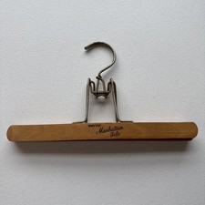 Vintage Nevco Manhattan Island Wooden Clothes Hanger Felted 10  With Metal Hook