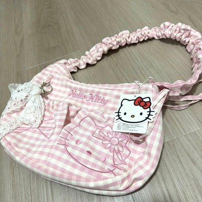 Hello Kitty Bag Sanrio 2way white ruffle check handtote lace