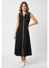 Talbots Shirt Dress Black White Midi Preppy Casual Summer MP