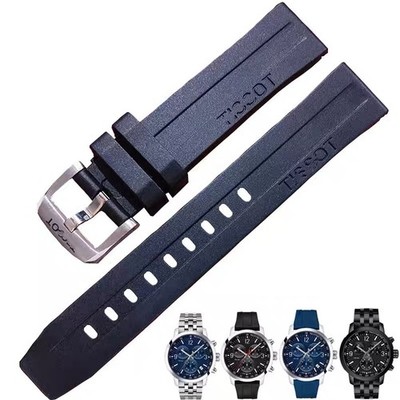 NEW 19mm For Tissot PRC200 T055.417 CHRONOGRAPH T Sport Black Rubber Strap Black