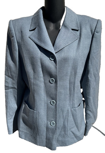 Valentino, Designer Valentino Womens Italian Blue Wool Cashmere Blazer Size 12 Vintage