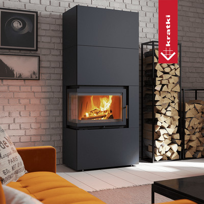 Kamineinsatz Simple Box 8 kW Ø 200 Black Holzofen, effizient & modern, Ökodesign