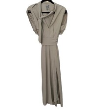 ASOS NEW Size 6 Beige Textured Bow Tie Keyhole Neck Pleated A-Line Midi Dress