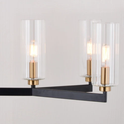 Claremont 31.25-in. W 6 Light Chandelier Matte Black with Autumn Brass - Picture 2 of 6