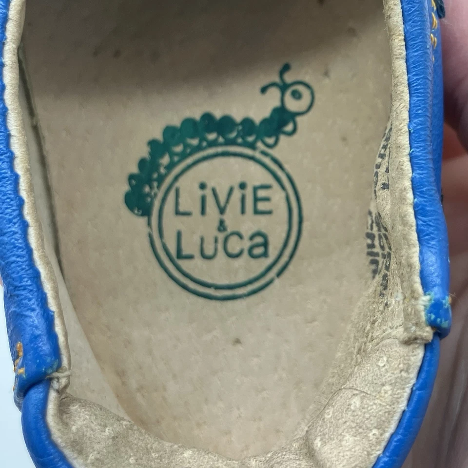 Zapatos de cuero Livie & Luca azul coche talla 5 niño caprichoso libro de cuentos boutique Foto 3 de 4