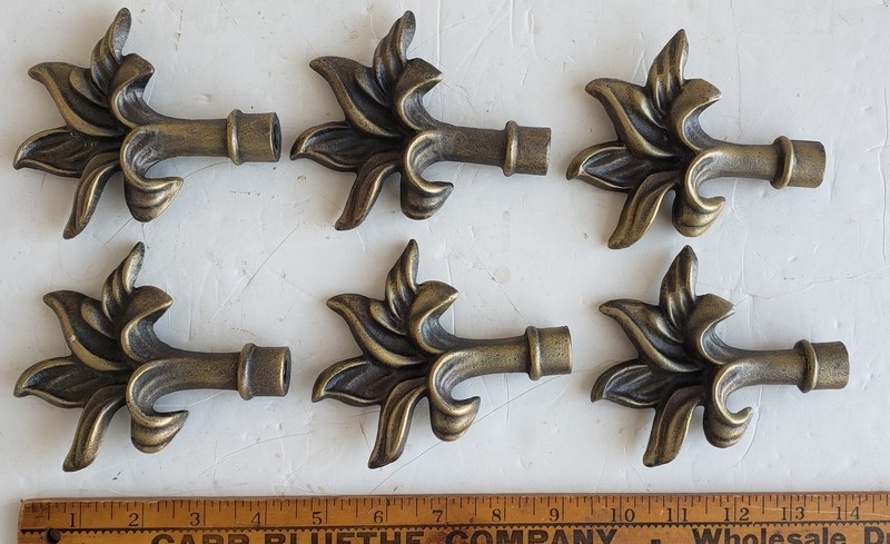 6 HEAVY UMBRA ORCHID AGED BRASS METAL CURTAIN ROD FINIALS 3/8"