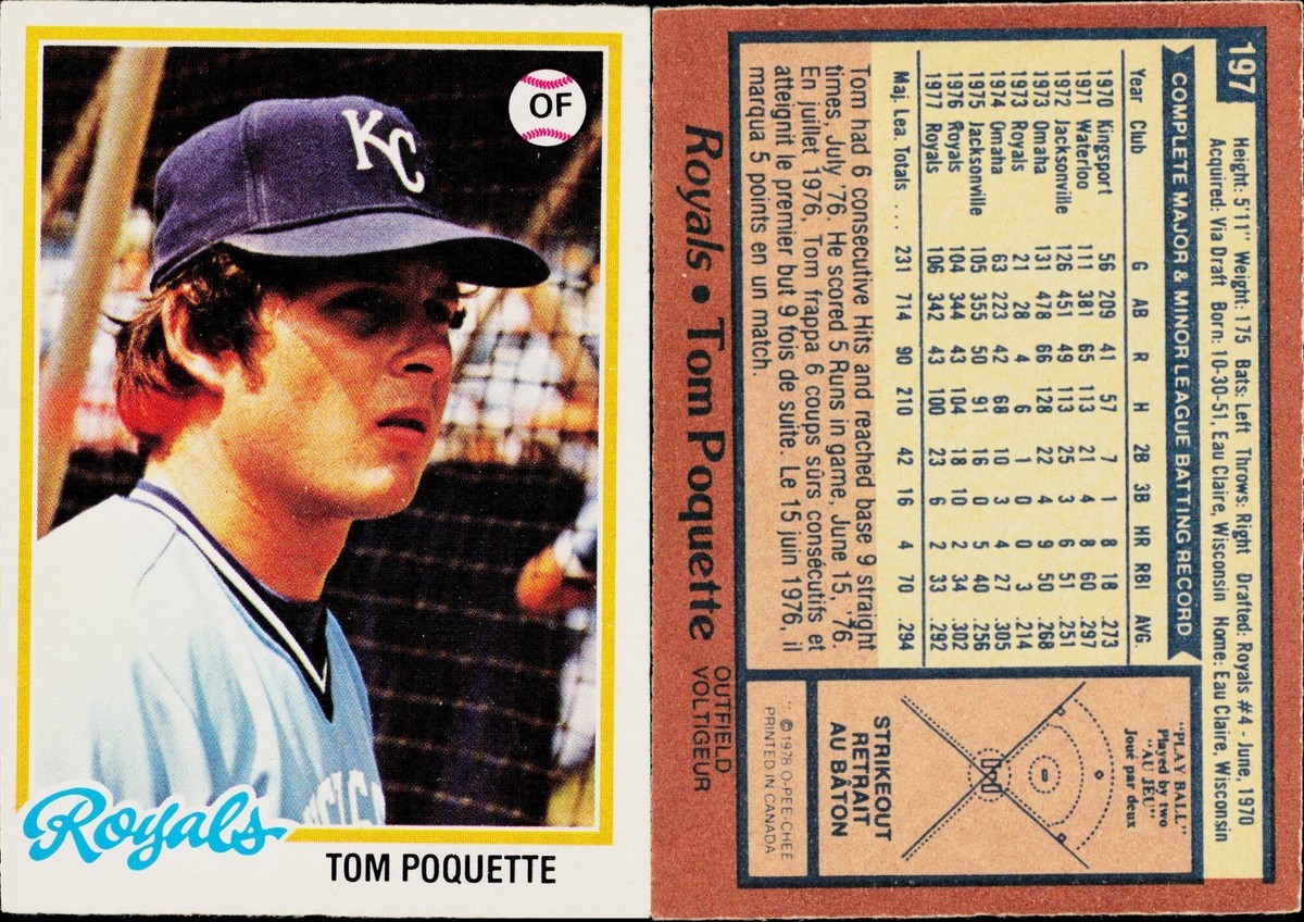 1978 O-Pee-Chee Baseball Card #197 Tom Poquette | eBay