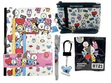 Miniso x BT21 Notebooks, Gel Pen, Koya Bag Clip  Lanyard Coin Purse Set NWT