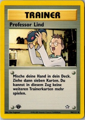 Pokemon Professor Lind 96/111 Neo Genesis Deutsch 1. Edition