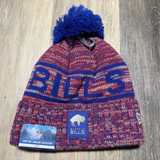 Buffalo Bills New Era Authentic Sideline Throwback Cuffed Knit Beanie Pom Hat