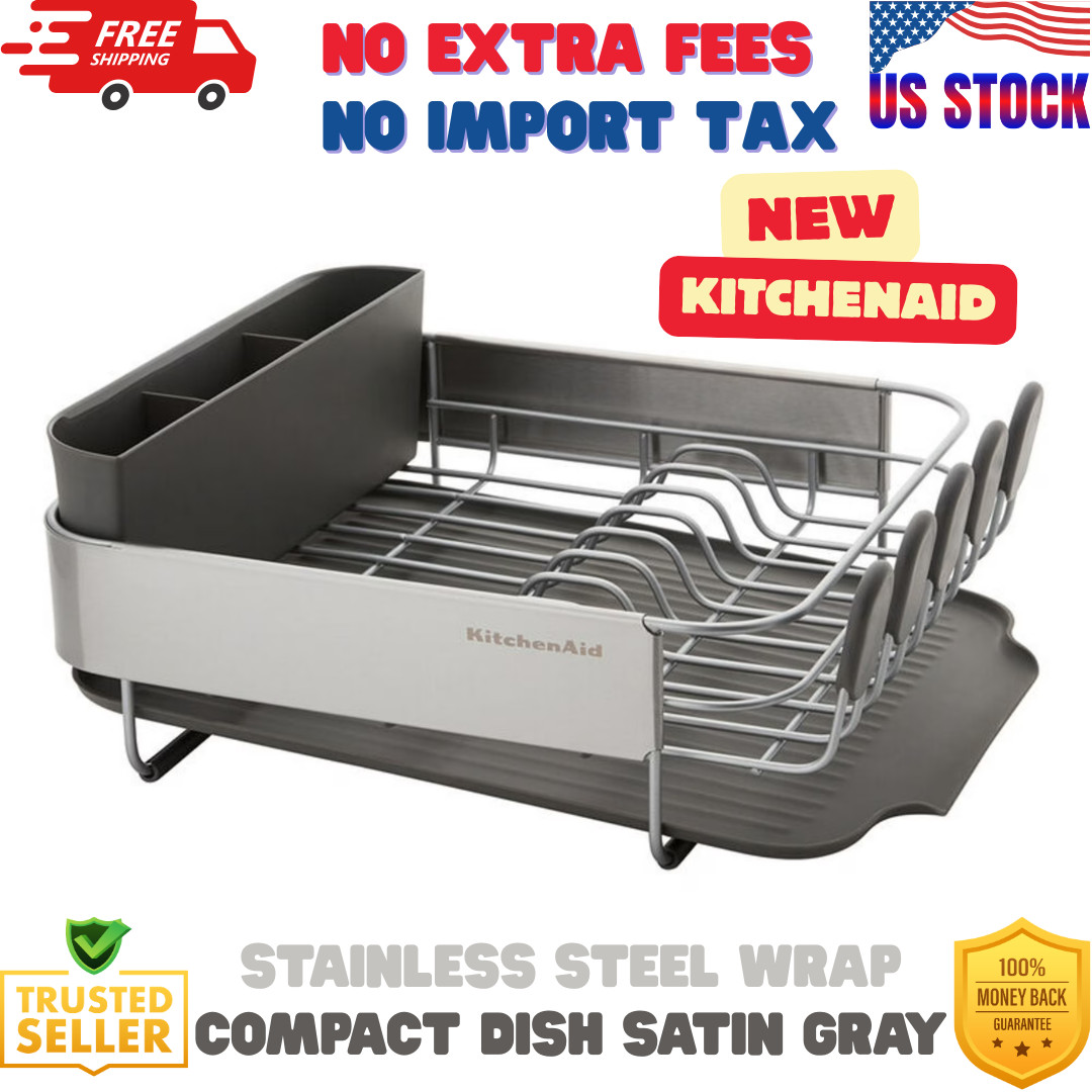 Kitchenaid Stainless Steel Wrap Compact Dish Rack in Satin Gray
