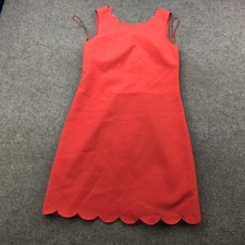 J Crew Dress Womens 4 Red Scallop Hem Sleeveless Sheath Shift Summer Solid