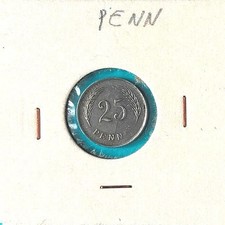 FINLAND 25 Pennia Iron coin XF (extra fine) 1944 KM #25b WWII coin
