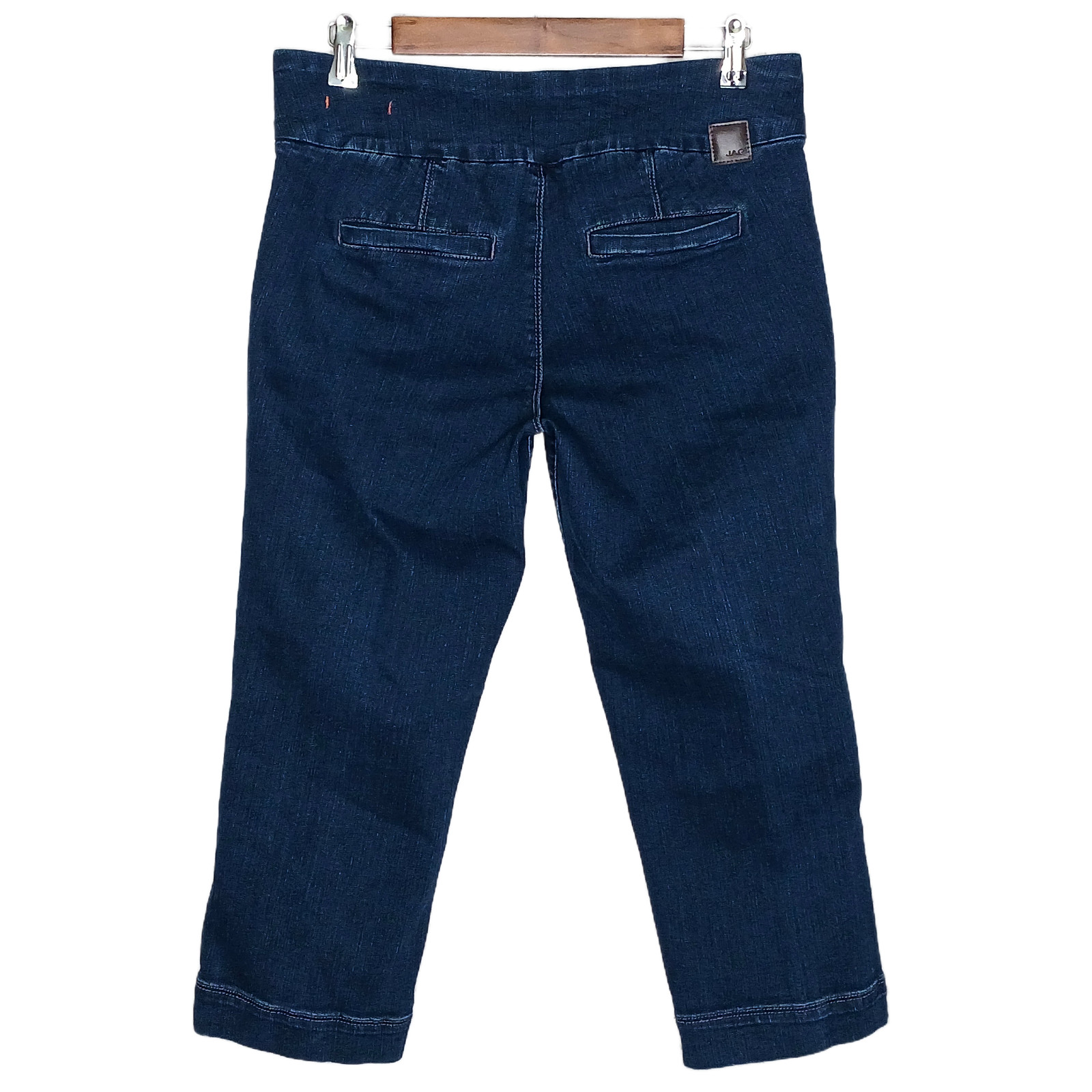 Jag womens elastic waist pull on cropped jeans size 12P stretch dark wash