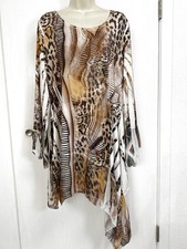 Cover Charge Dress R Top Size XL Wild Animal Printed Long Sleeve Poly Knit