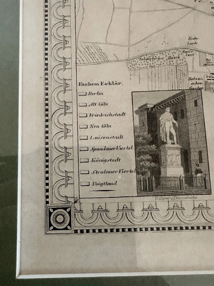1846 Berlin Plan – Bibliographical Inst. Hildburghausen Steel Engraving Framed - Image 4 of 4