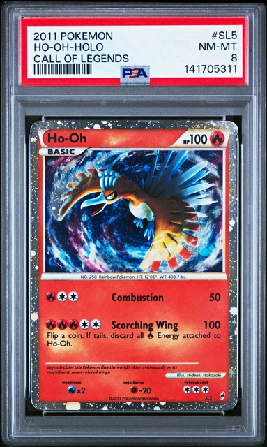 PSA 8 POKEMON HO-OH SHINY HOLO RARE CALL OF LEGENDS 2011 SL5 TCG