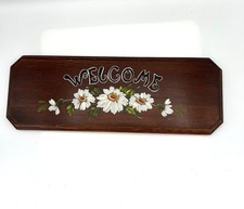Welcome Sign Hand Painted Wood Farmhouse Flowers Cottage Signature Vintage