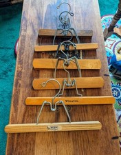 Antique Wooden Clamp Hangers Lot Of 6 Branded  Blank