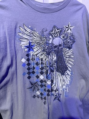 XL Goodie Two Sleeve Y2K Gray And Blue Shirt Men s Masculine Emo Scene