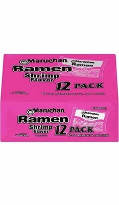 (24 pack) Maruchan Ramen Noodle Shrimp Flavor Soup, 3 oz, 12 Count Shelf Stable.