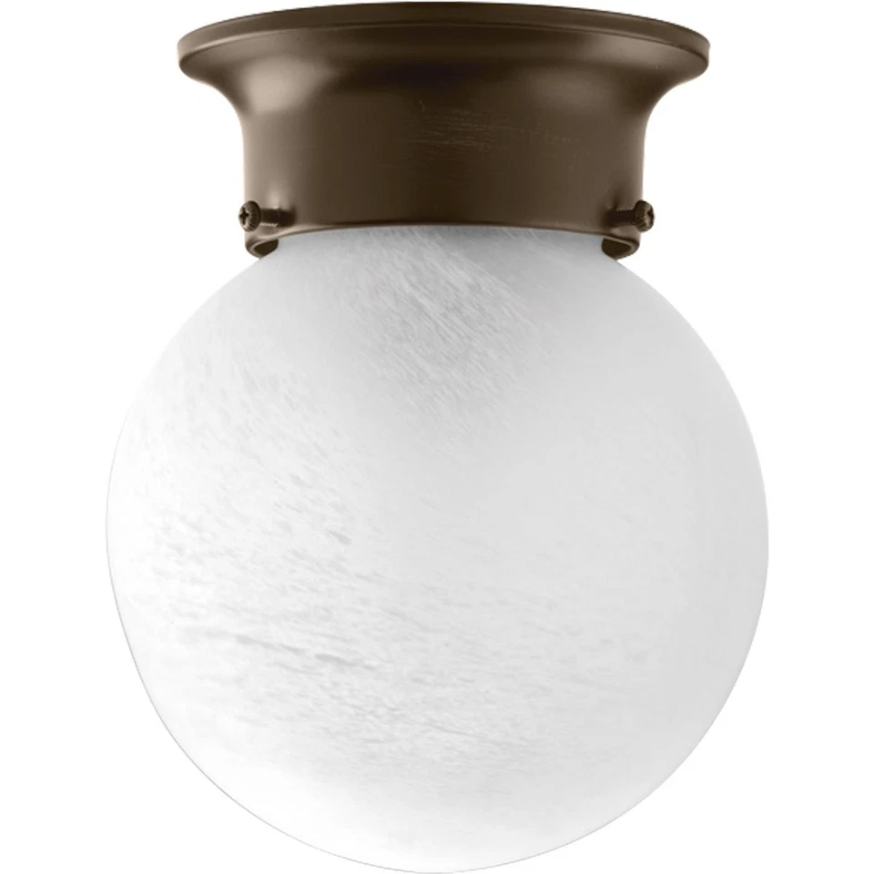 Antique Bronze 6 Inch Glass Globe Flush Mount Ceiling Light Fixture Dimmable - Image 2 of 3