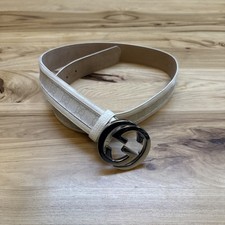 Authentic Gucci GG Supreme Monogram Belt – Sliver Double G Buckle – Size 32”-28”