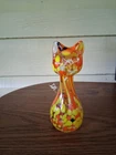 Vintage Blenko Orange Yellow Clear Solid  Glass Cat USA 2015