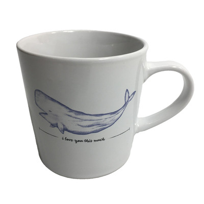 Whale Lover Coffee Mug I Love You This Much Ocean Animal Heart Cup Ceramic