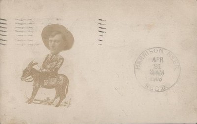 Men Caricature Photo Man Donkey 1908 Excelsior Springs, MO Original Vintage RPPC