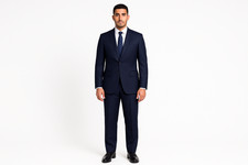 Renoir Navy Wool Suit Men New 38R 54L Classic Regular Fit Business Church Formal