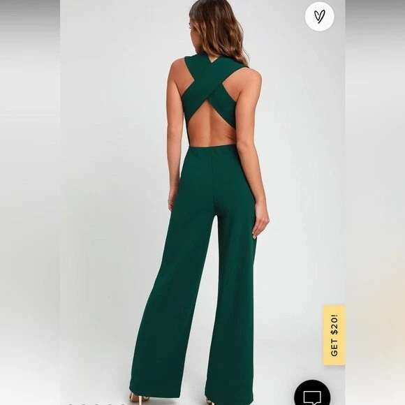 Green backless jumpsuit hotsell