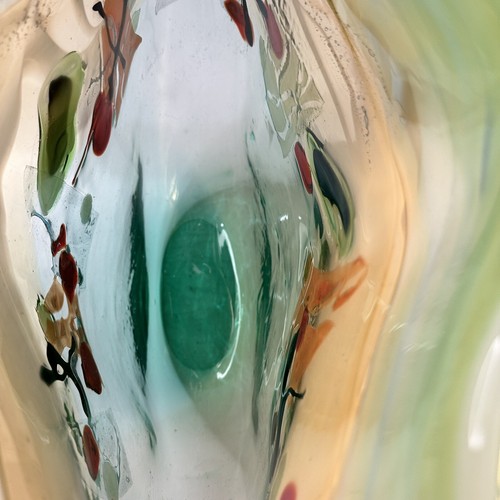 Vintage Art Glass Green With Embellishments Detail Floor Retro Beautiful Heavy - Picture 11 of 16