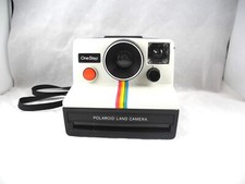 Vtg Polaroid One Step Land Camera W/Strap Rainbow Stripe flash manual untested