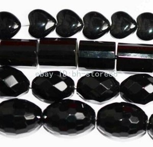 Heart Tube Oval Rectangle a Natural Onyx Black Agate Gemstone Beads 15 Ebay