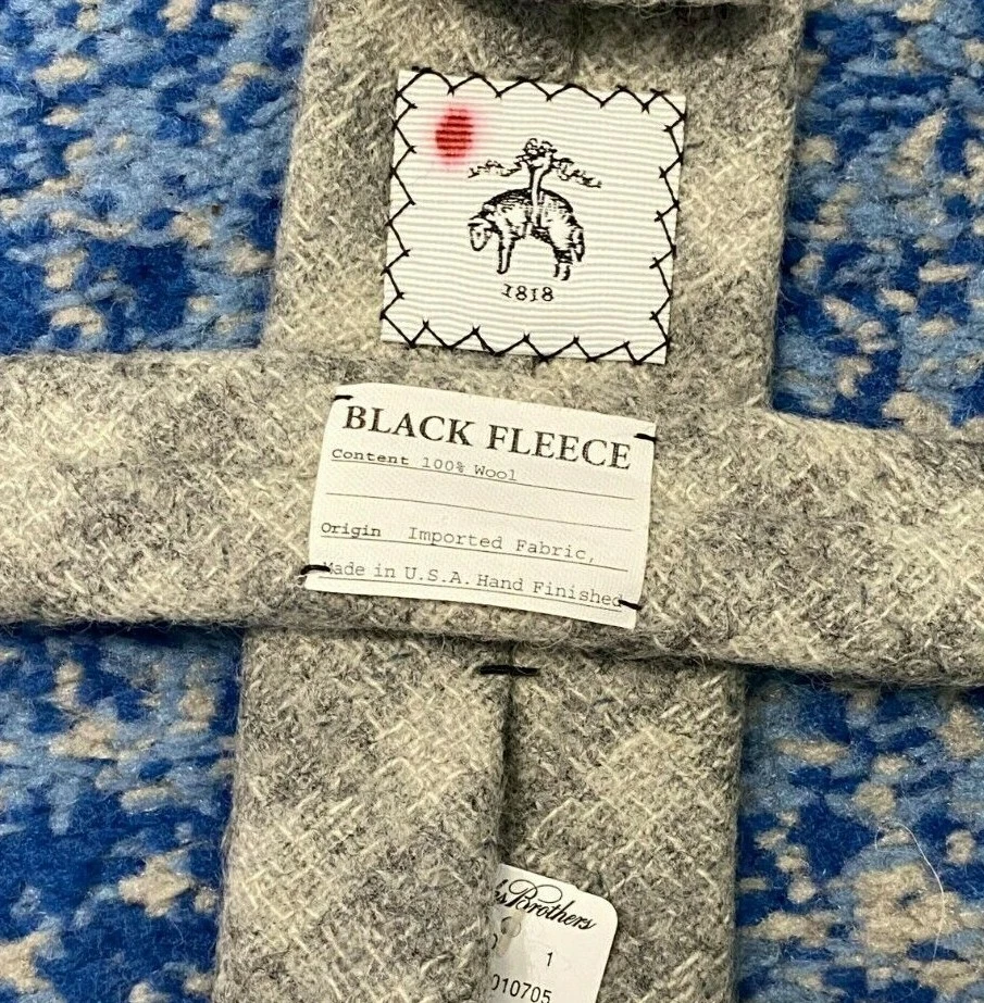 NUEVA Corbata Brooks Brothers Negra Polar Thom Browne Gris Marfil Lana Sesgada Cuadros  Foto 4 de 4