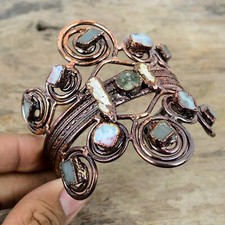 Larimar Rough Jewelry Copper Gift For Love Electroformed Adjustable Bangle