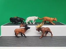 Safari Wolf Bison Elk Moose Mountain Lion Animal Mini Figure American Wild Life