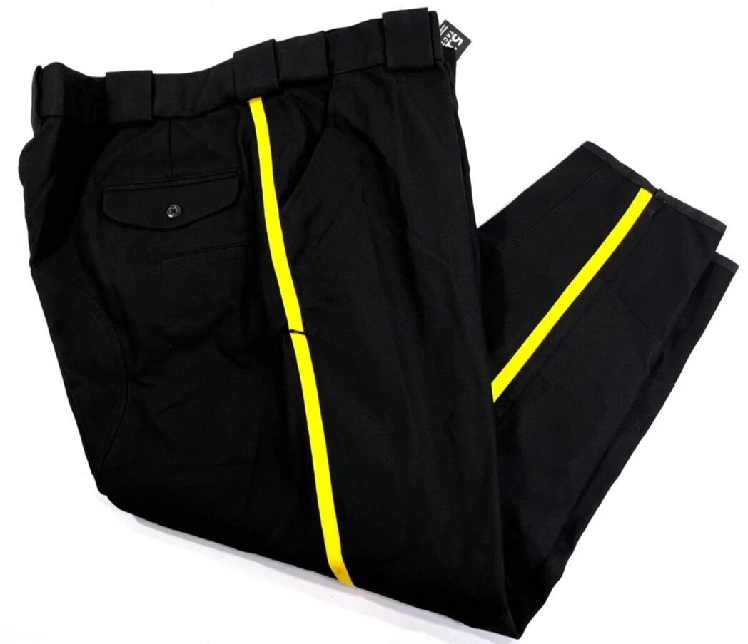 Black trousers yellow stripe cheap