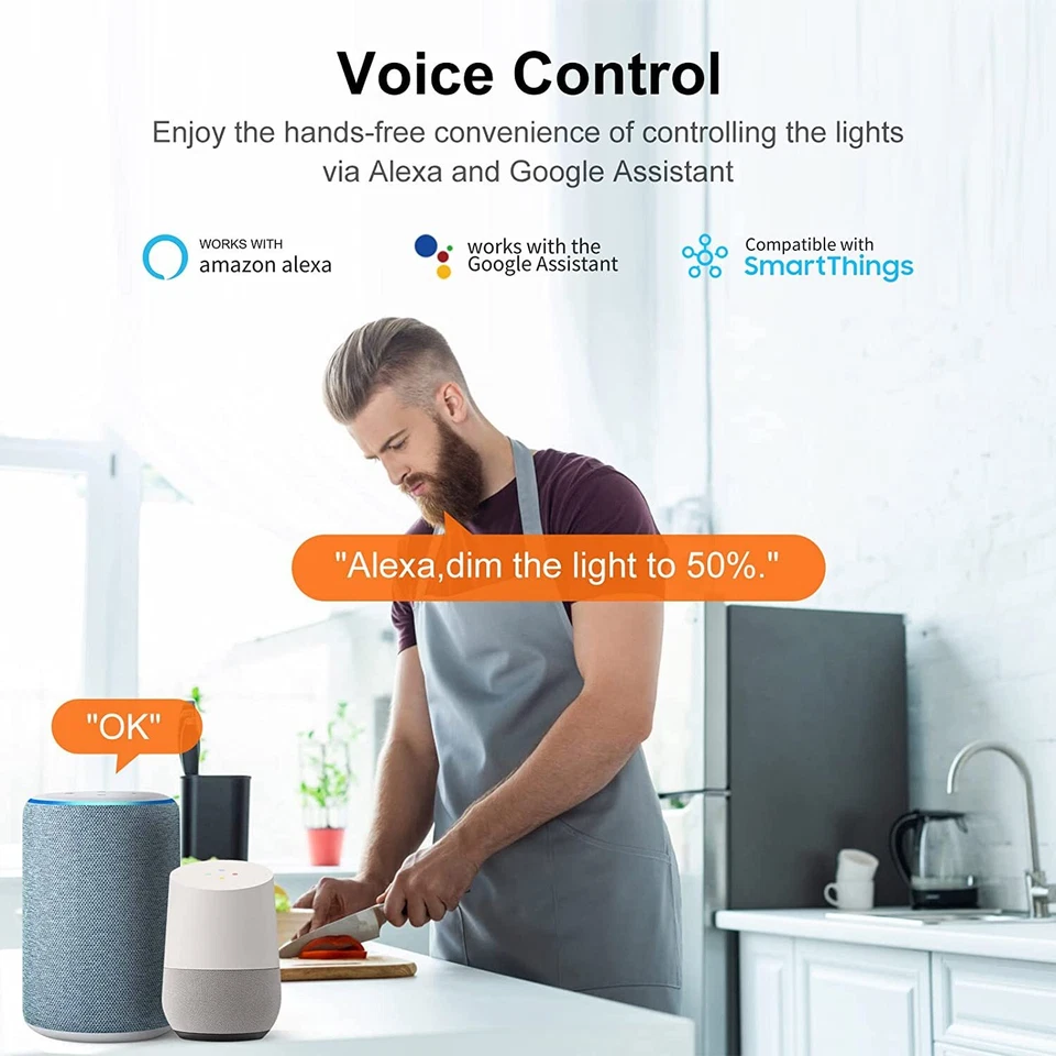 Nexete Smart  Dimmer Light Switch WiFi Works with Amazon Alexa Google Home IFTTT - Image 3 of 4