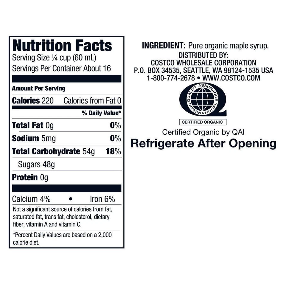 Kirkland Signature Organic Pure Maple Syrup, 33.8 oz (2 Pack) - Image 2 of 2