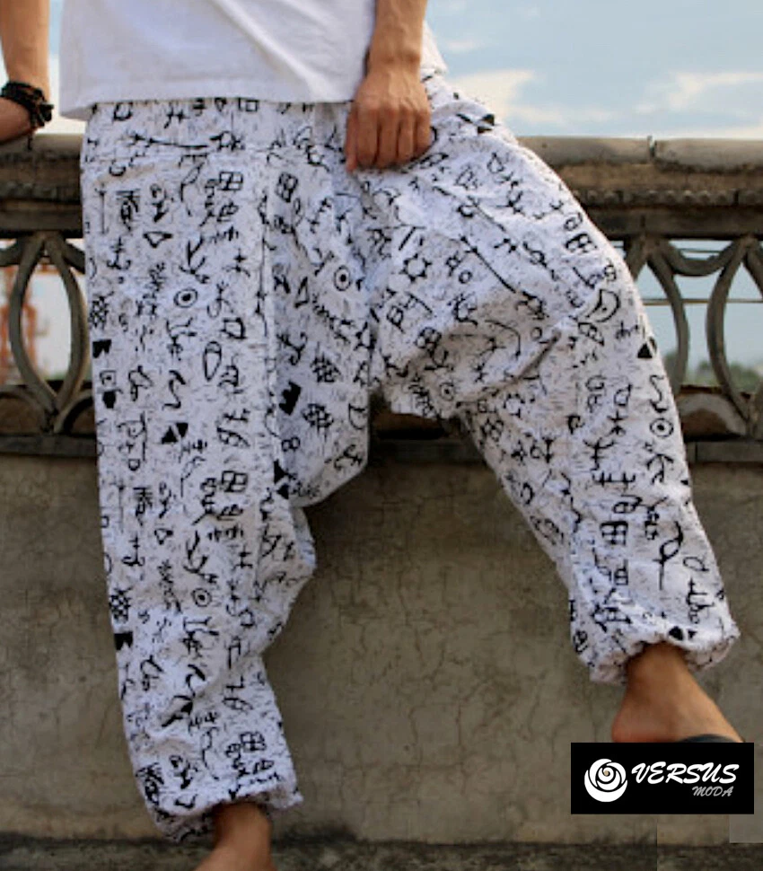 Pantaloni Musulmani Uomo In Cotone Poliestere – Loose Style, Vita Elastica, Con Tasche, Bianco, Taglie M-XXL - 4