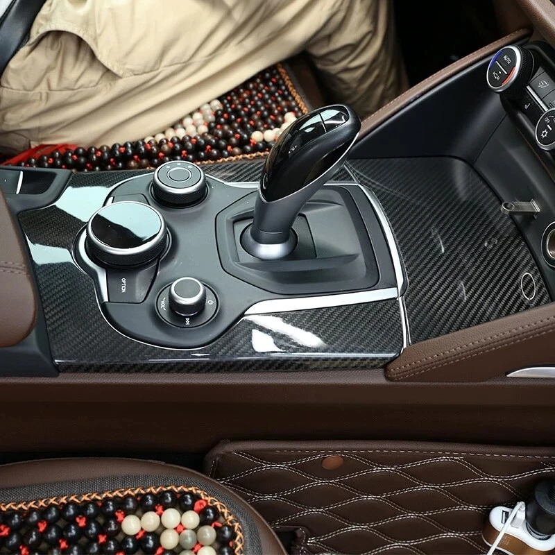 Carbon Fiber Car Interior Central Control Gear Trim For Alfa Romeo Stelvio 2019 Foto 3 de 4