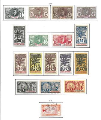 コレクション ANTIQUE STAMPS/POSTCARDS French Côte D'Ivoire stamps 1906 YV 21-35 MLH VF CAT VALUE $370 | eBay