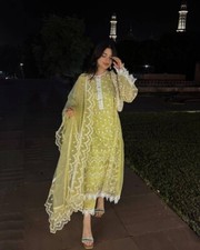 Exclusive Heavy Soft Net Salwar Kameez With Yellow Dupatta For Reception Wear