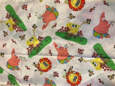 Spongebob Squarepants Cotton Fabric BY THE 1/2 YARD 45'' Wide Vintage 2003 Viacom